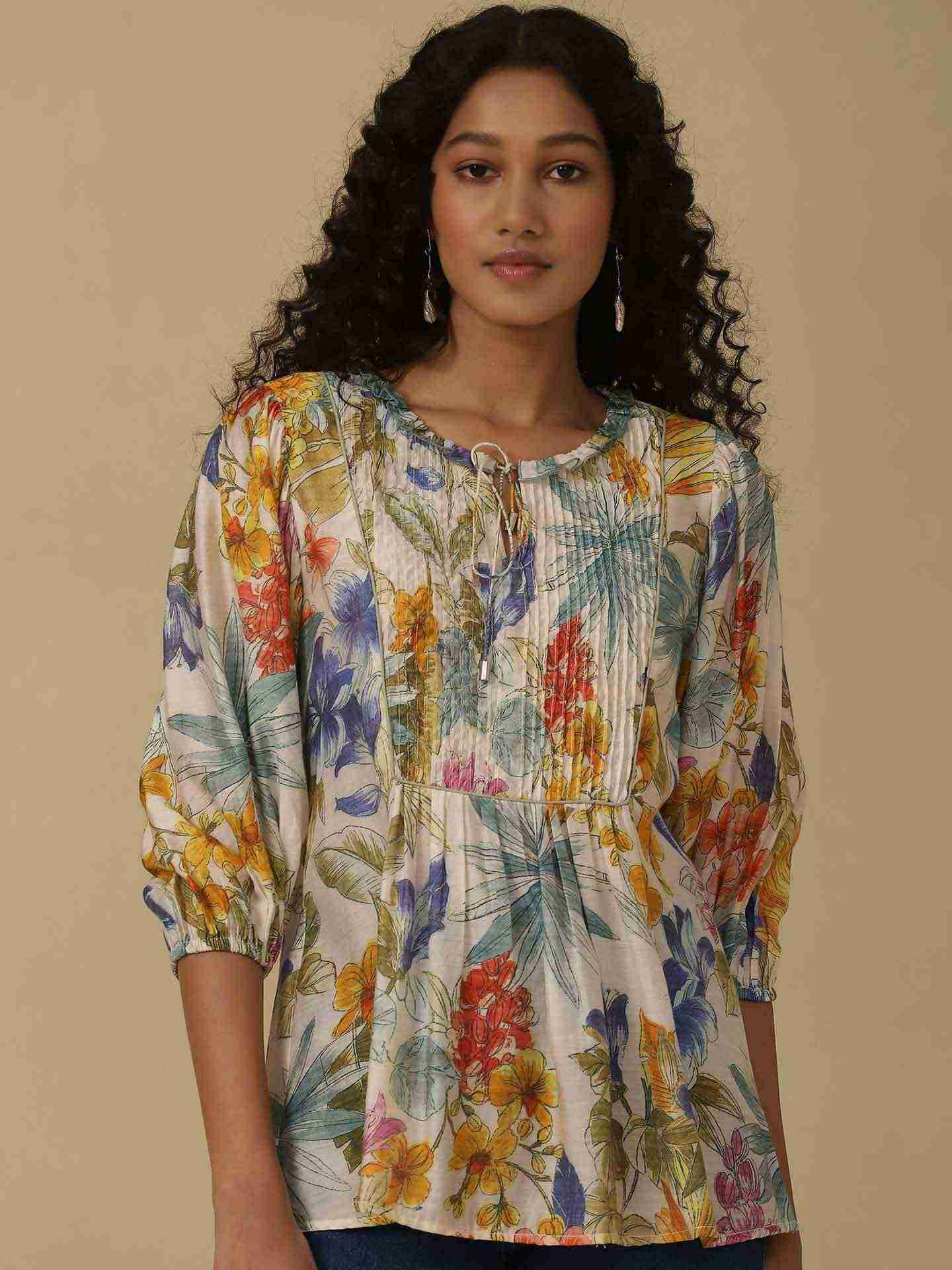 White Multi Tijana Floral Kurti