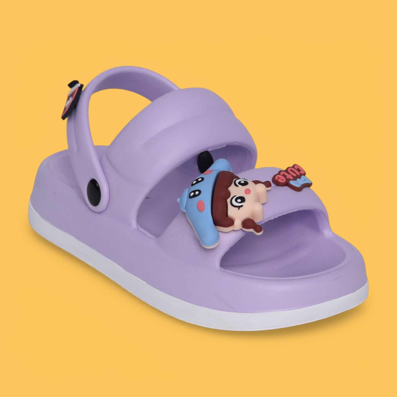 Womens Purple White Cartoon Charm Sandals