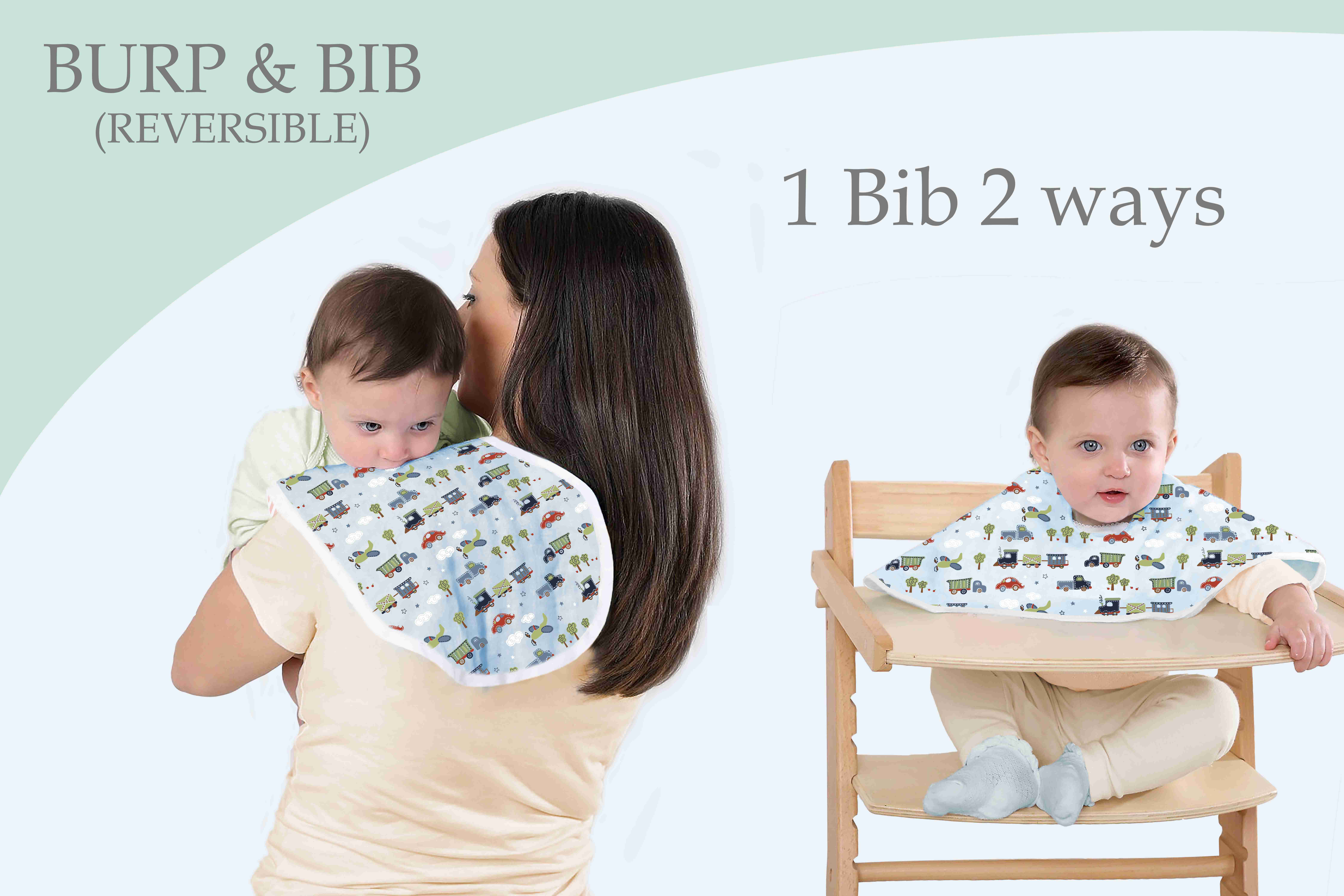 Abracadabra Transport 2-1 Reversible Burpy Bib - Blue