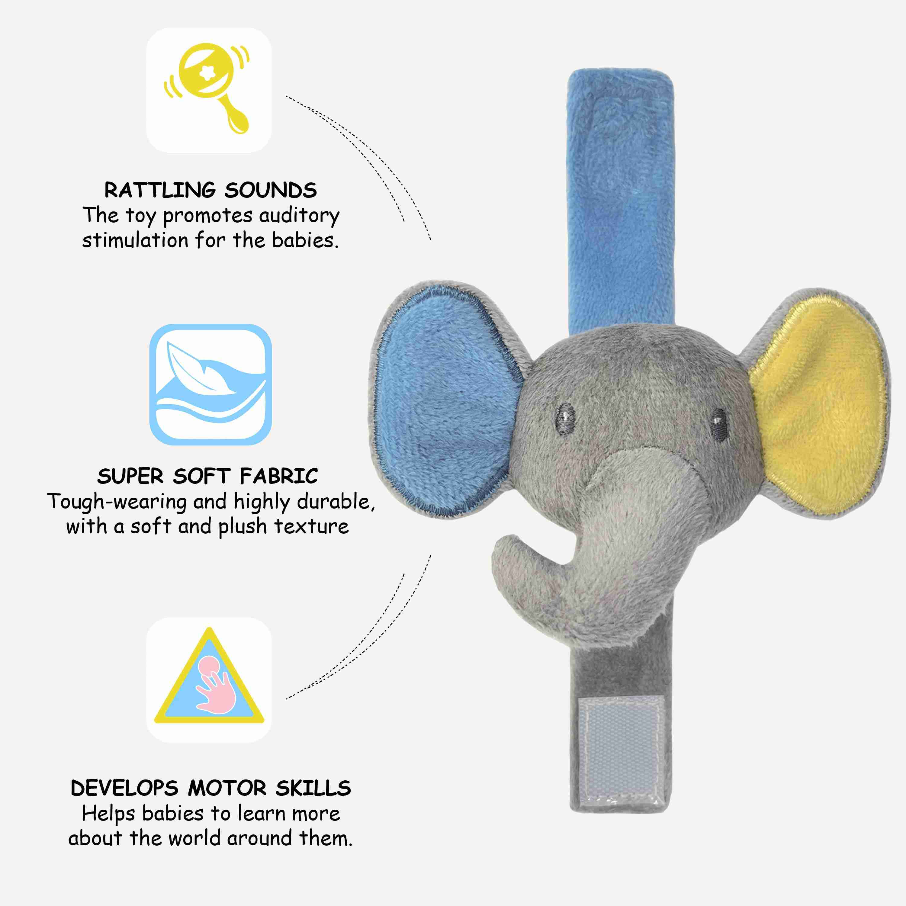 Abracadabra Elephant Wrist Rattle - Grey