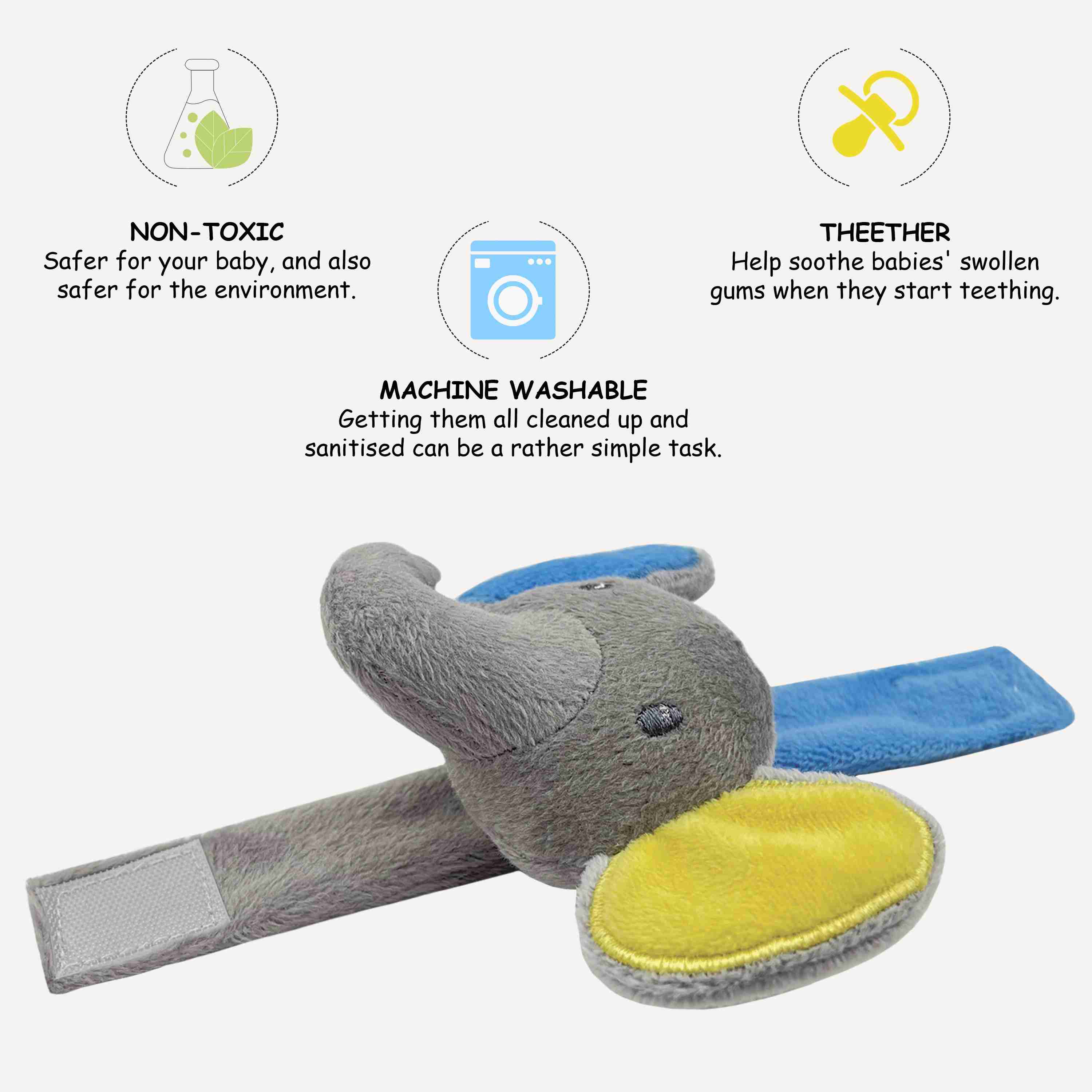 Abracadabra Elephant Wrist Rattle - Grey