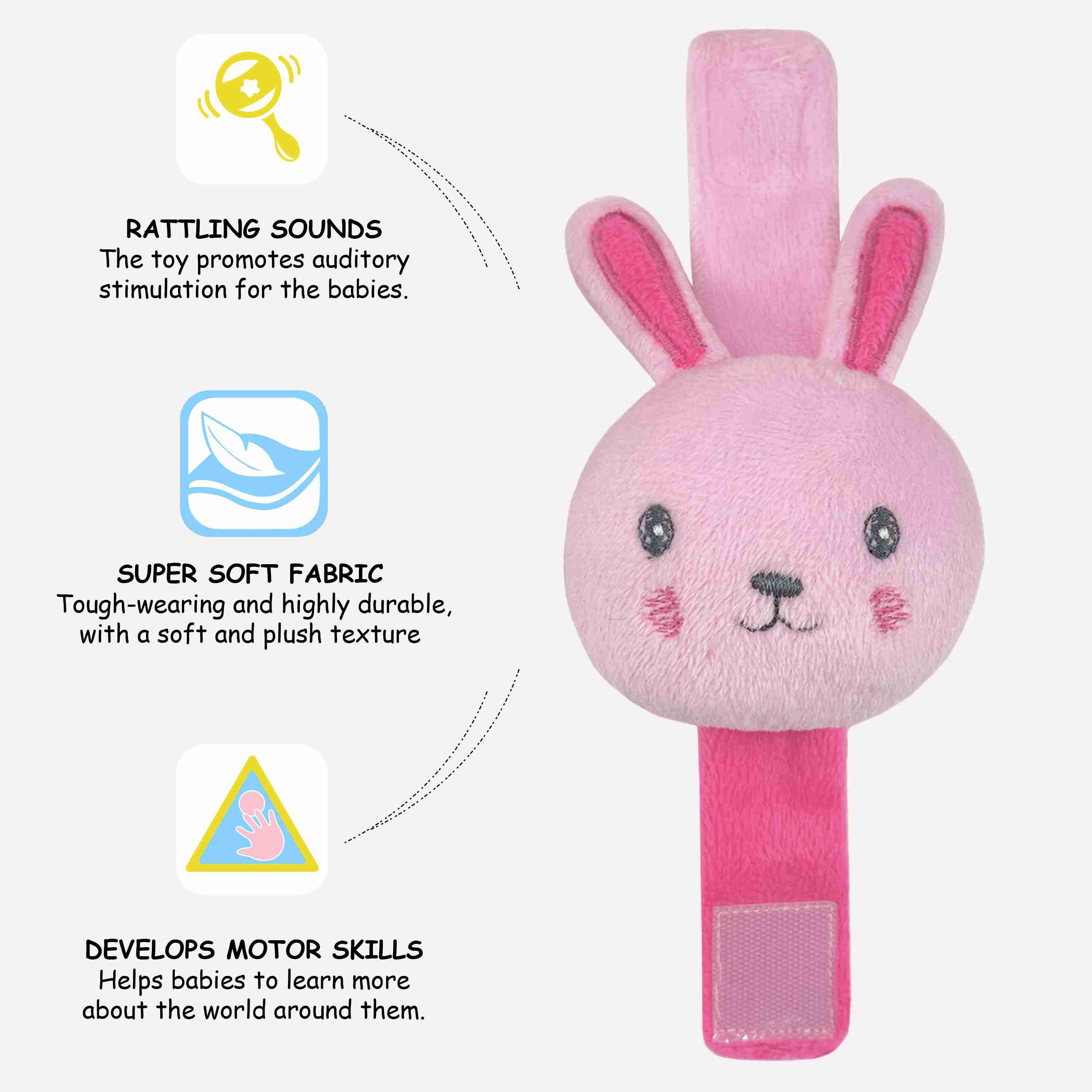 Abracadabra Bunny Wrist Rattle - Pink