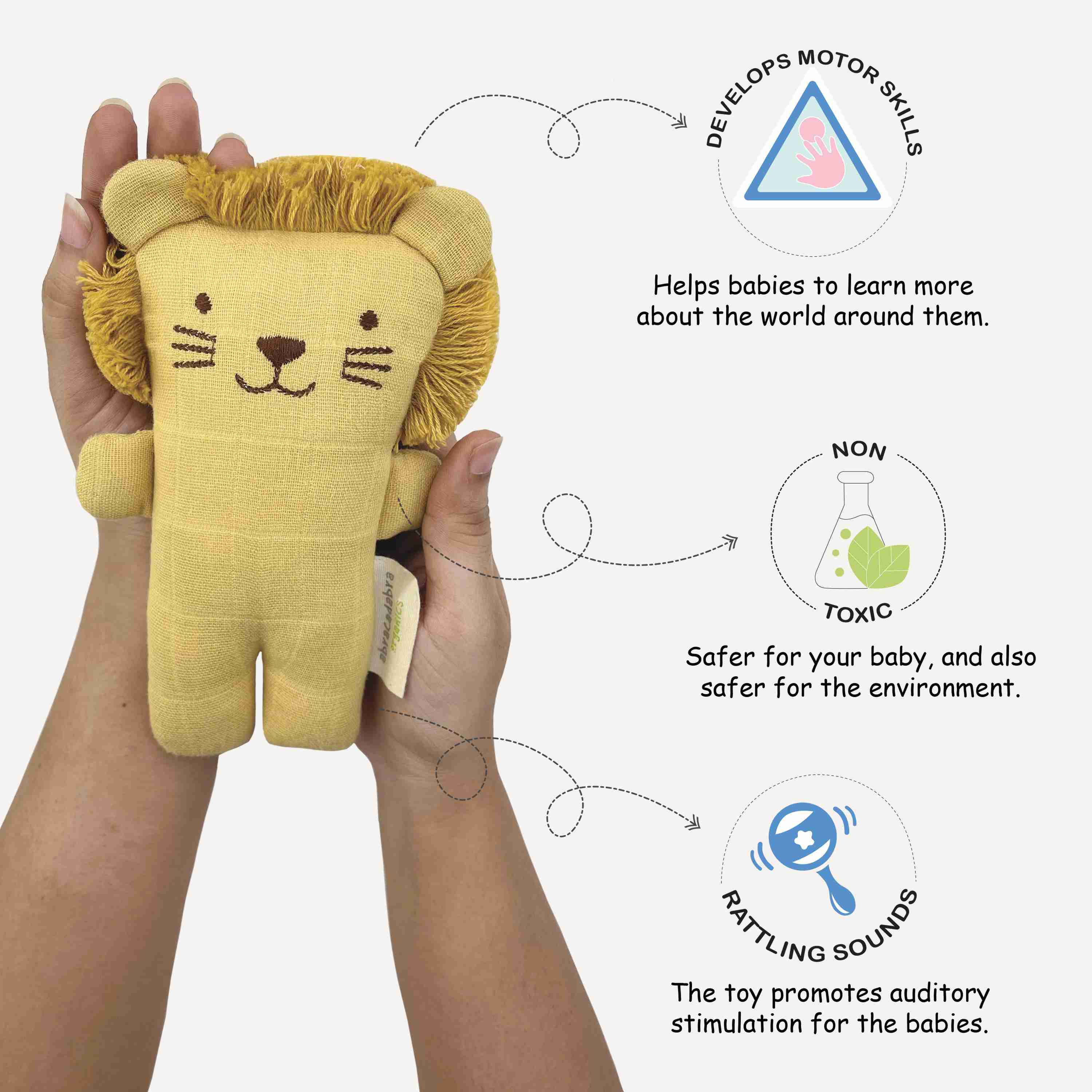 Abracadabra Organics Collectible Lion Cuddle Toy - Yellow