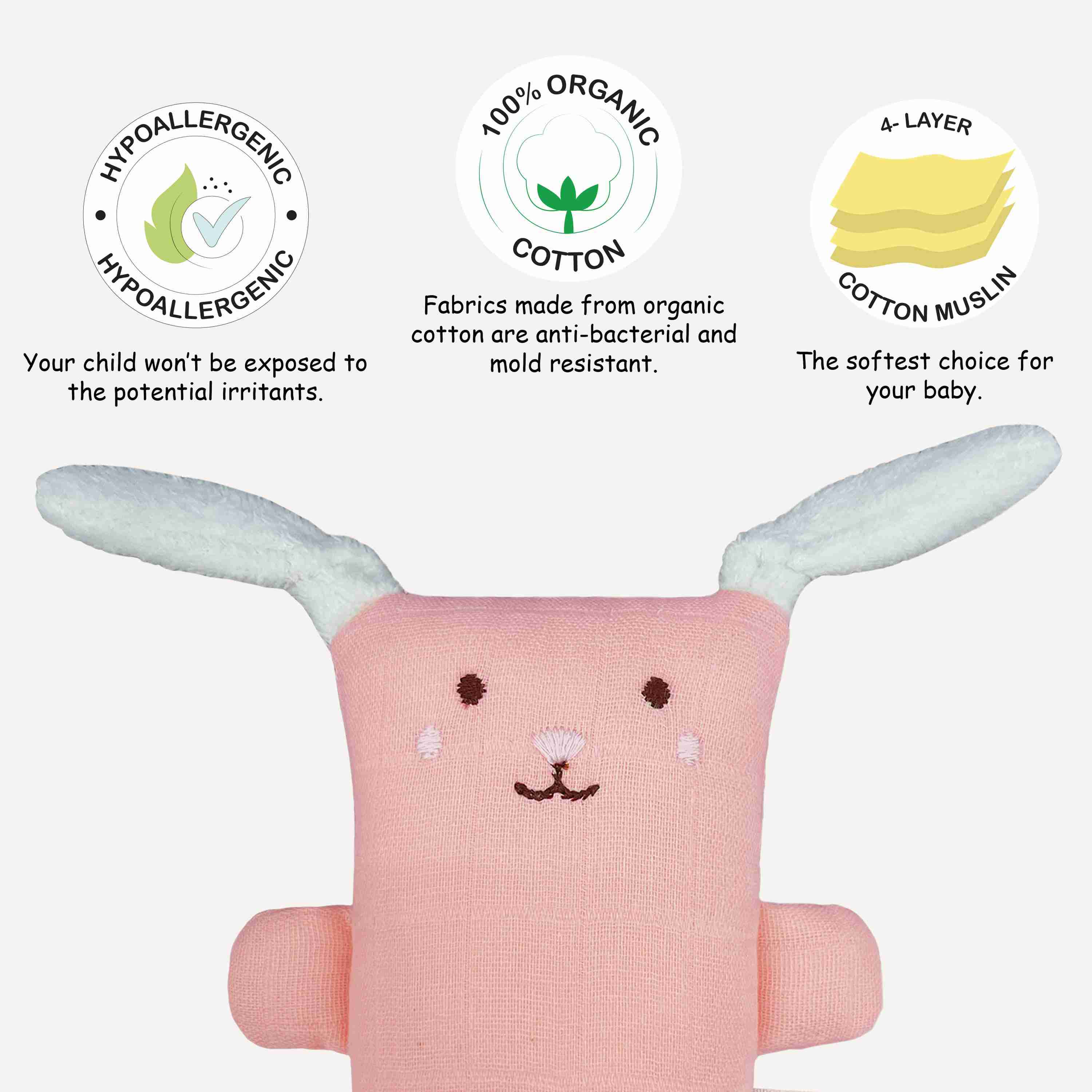 Abracadabra Organics Collectible Bunny Cuddle Toy - Pink