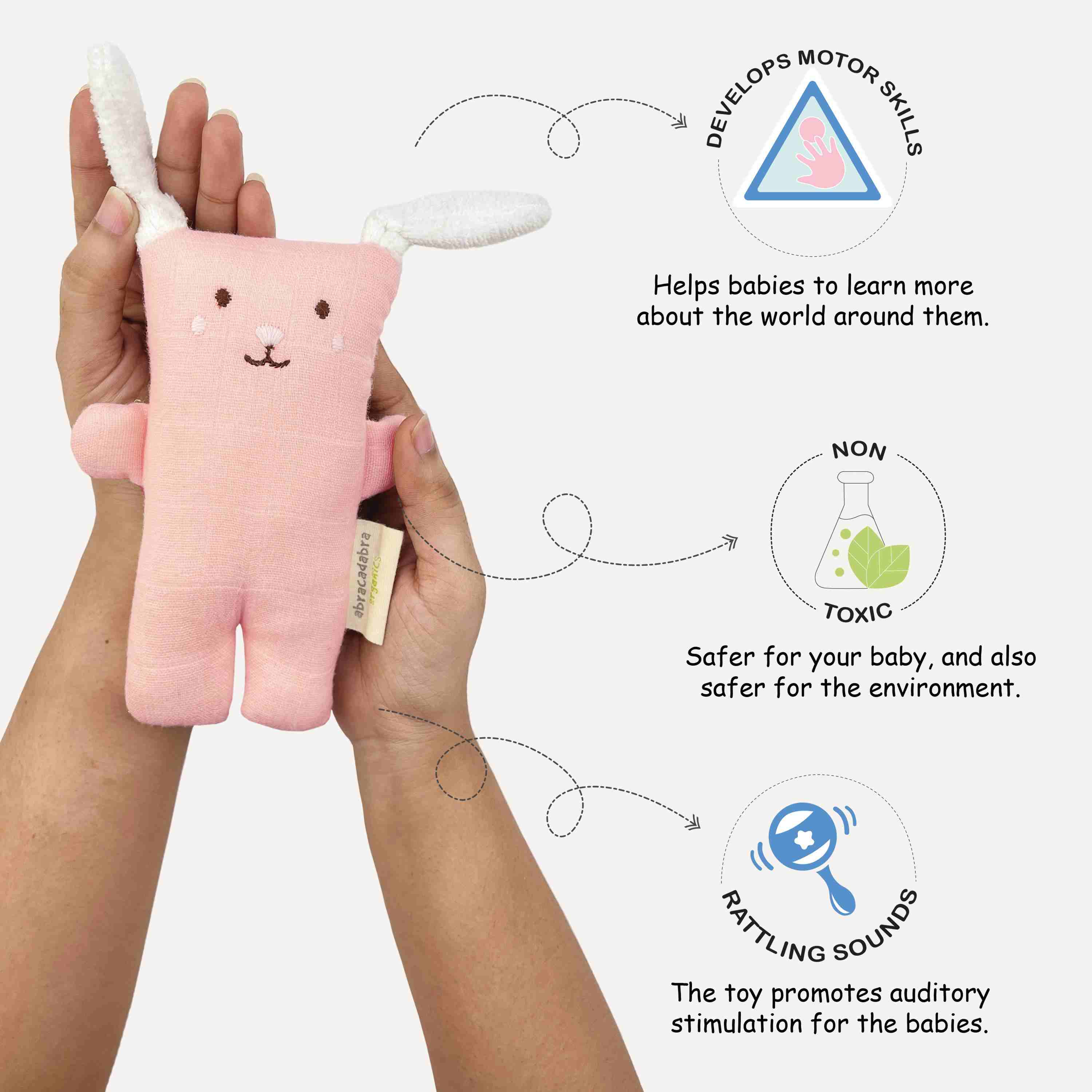 Abracadabra Organics Collectible Bunny Cuddle Toy - Pink