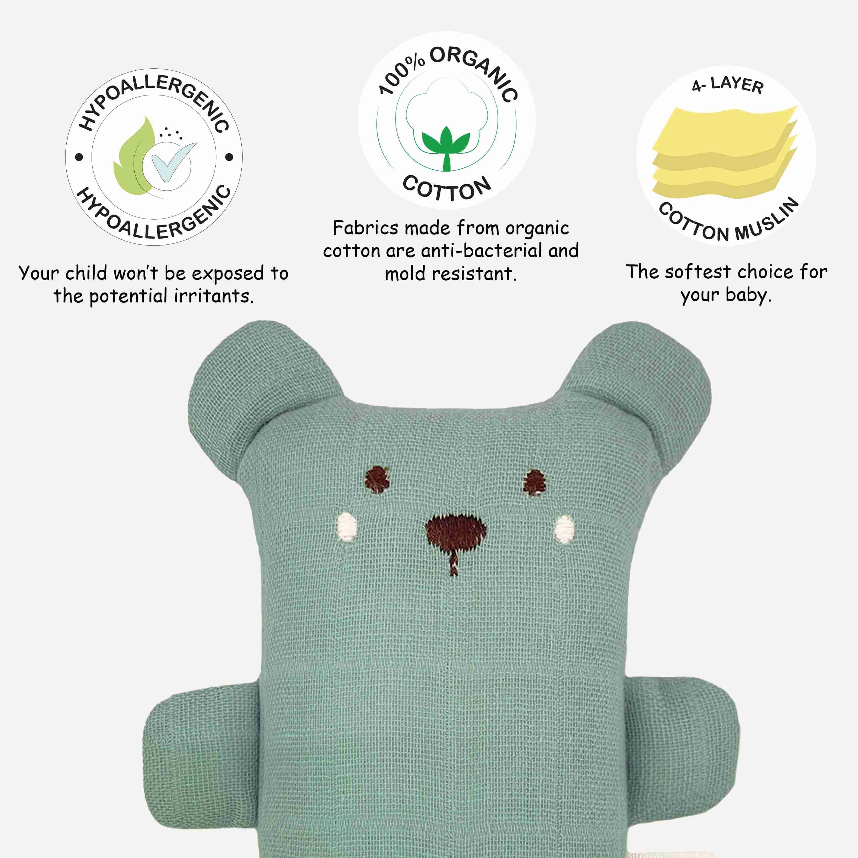 Abracadabra Organics Collectible Bear Cuddle Toy - Green
