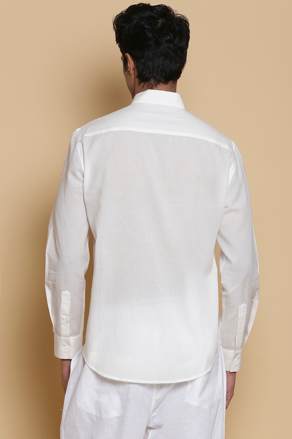 White Dot Block Print Cotton Shirt