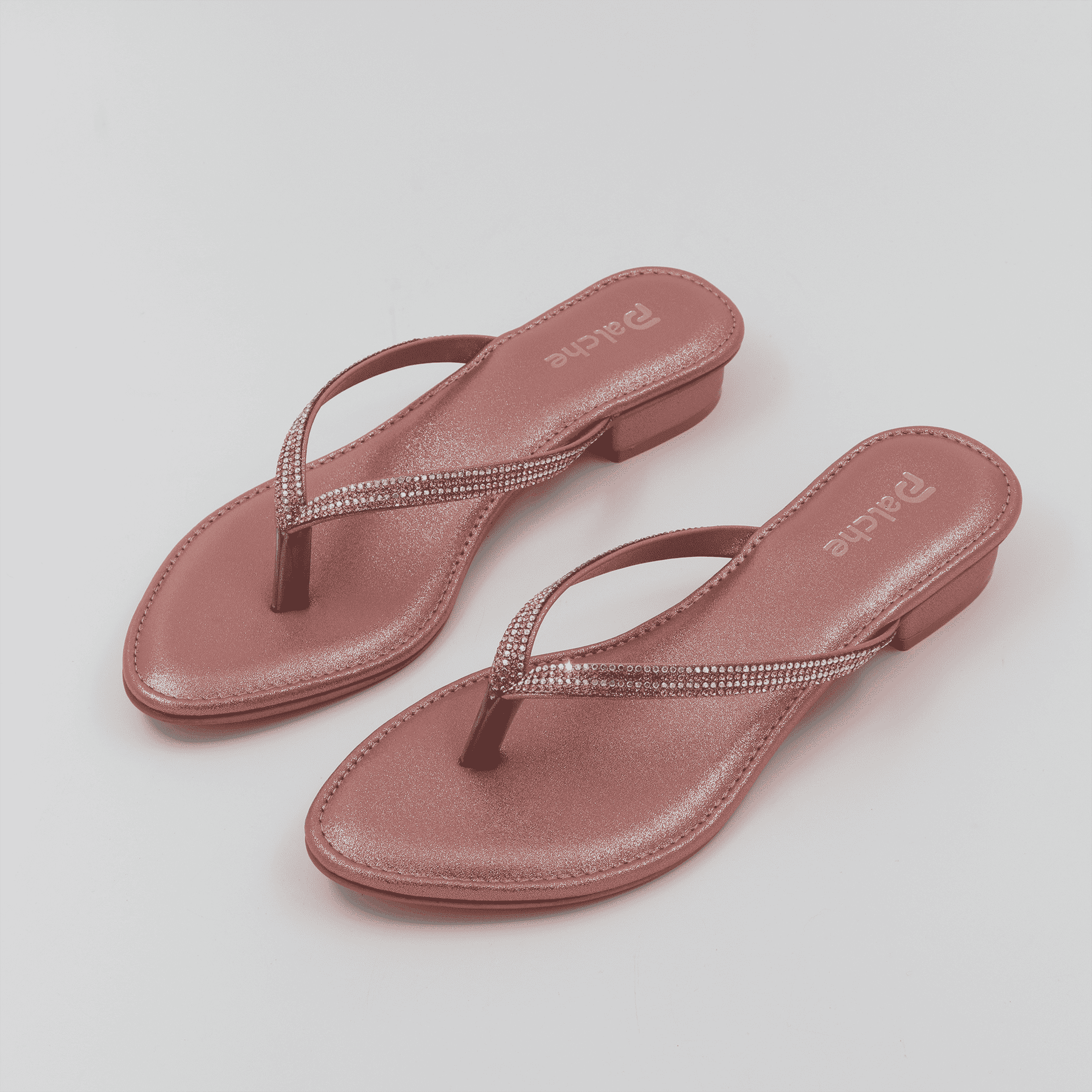Palche Womens Elegant Rhinestone Strap Thong Flats  Casual and Party Wear Sandals