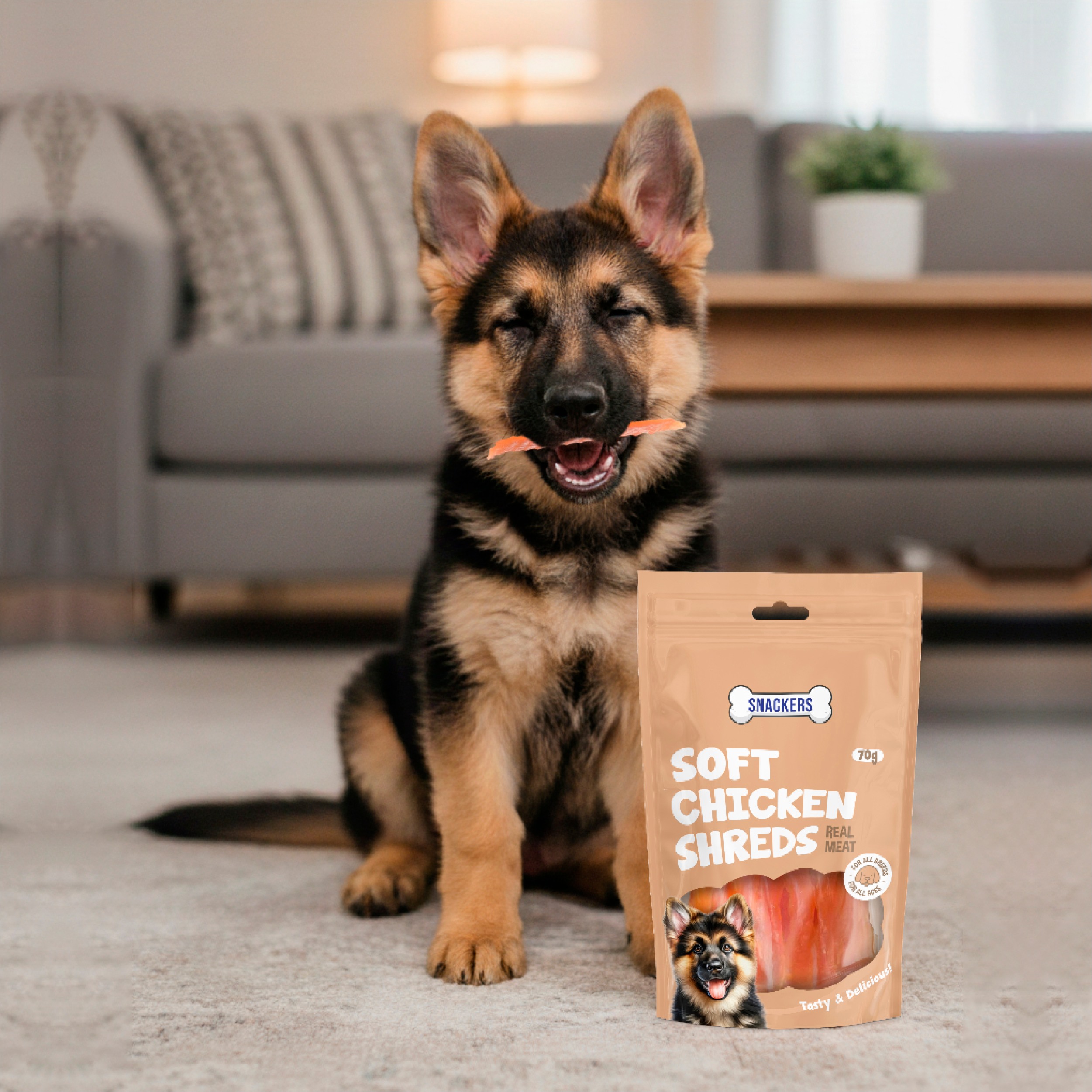 Snackers Soft Chicken Shreds Dog Treats 70g CL