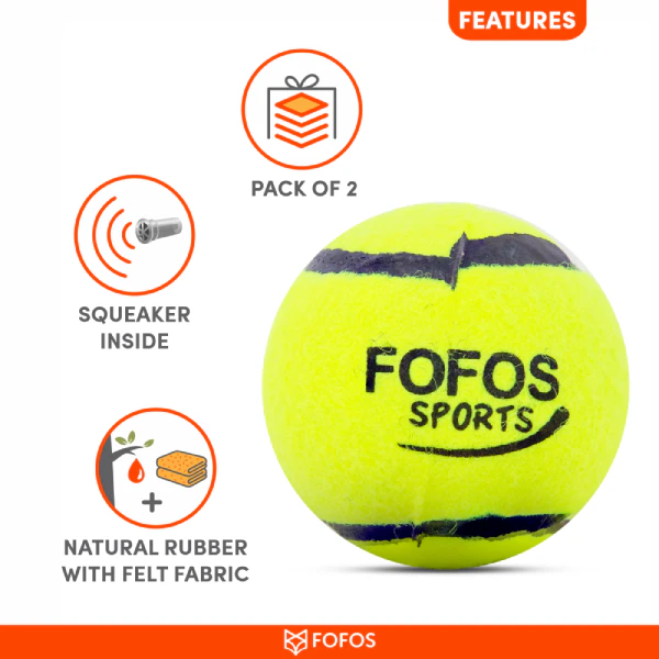 BarkButler x Fofos Sports Fetch Yellow Ball Dog Toy, Pack of 4