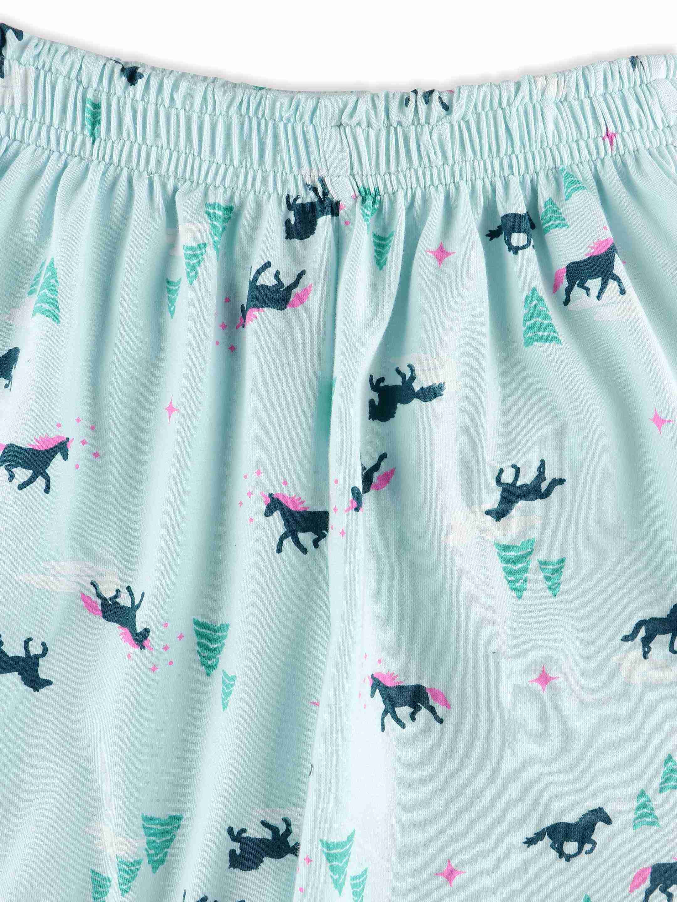 Ninos Dreams Girls Tshirt with Shorts Set Blue Unicorn Print