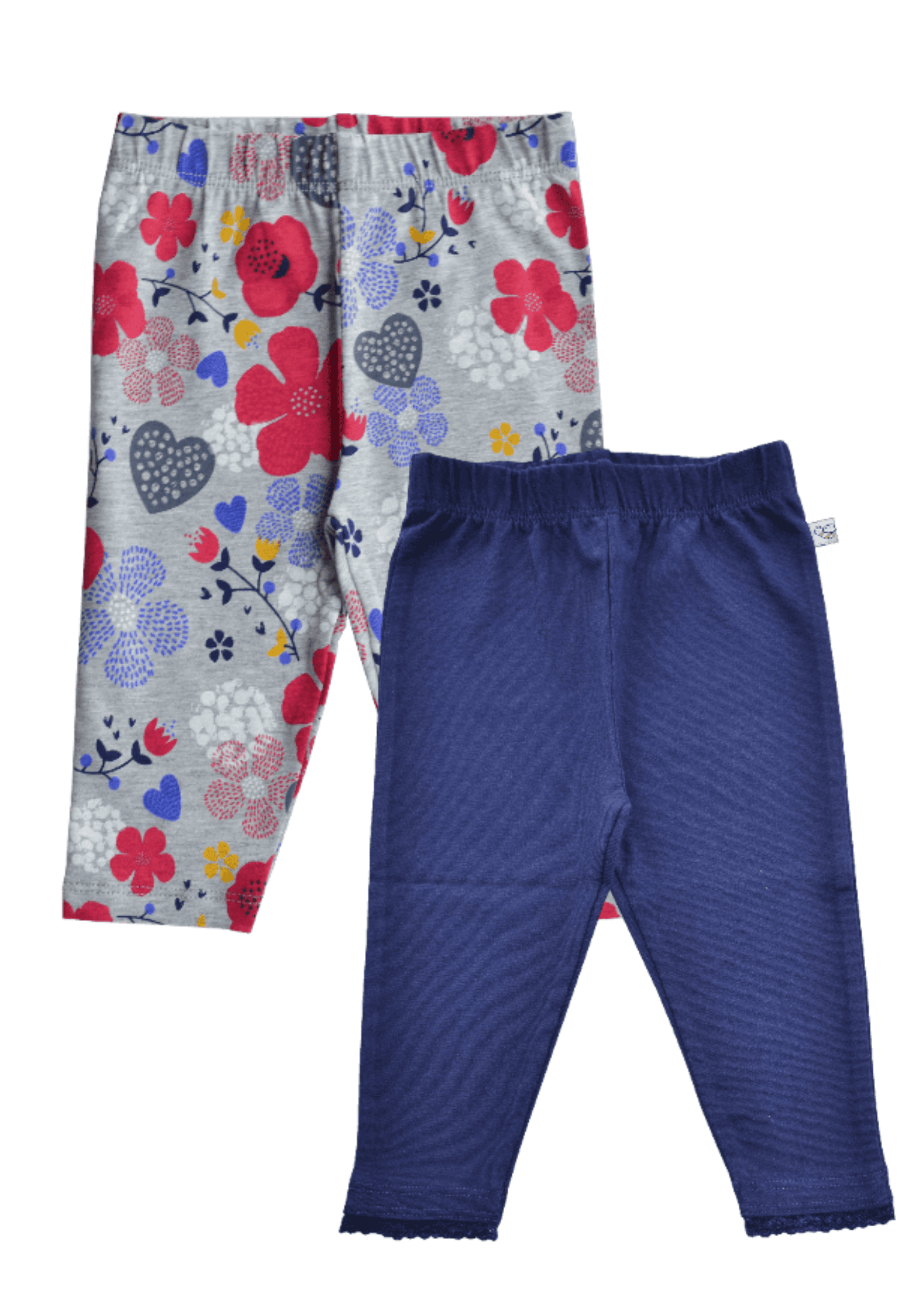 Baby Girls 2pc Combo Leggings (Grey+Navy)
