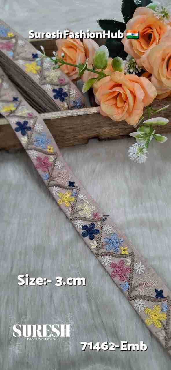 Light Mauve Multicolor Thread Floral Embroidery Lace – 71462-Emb