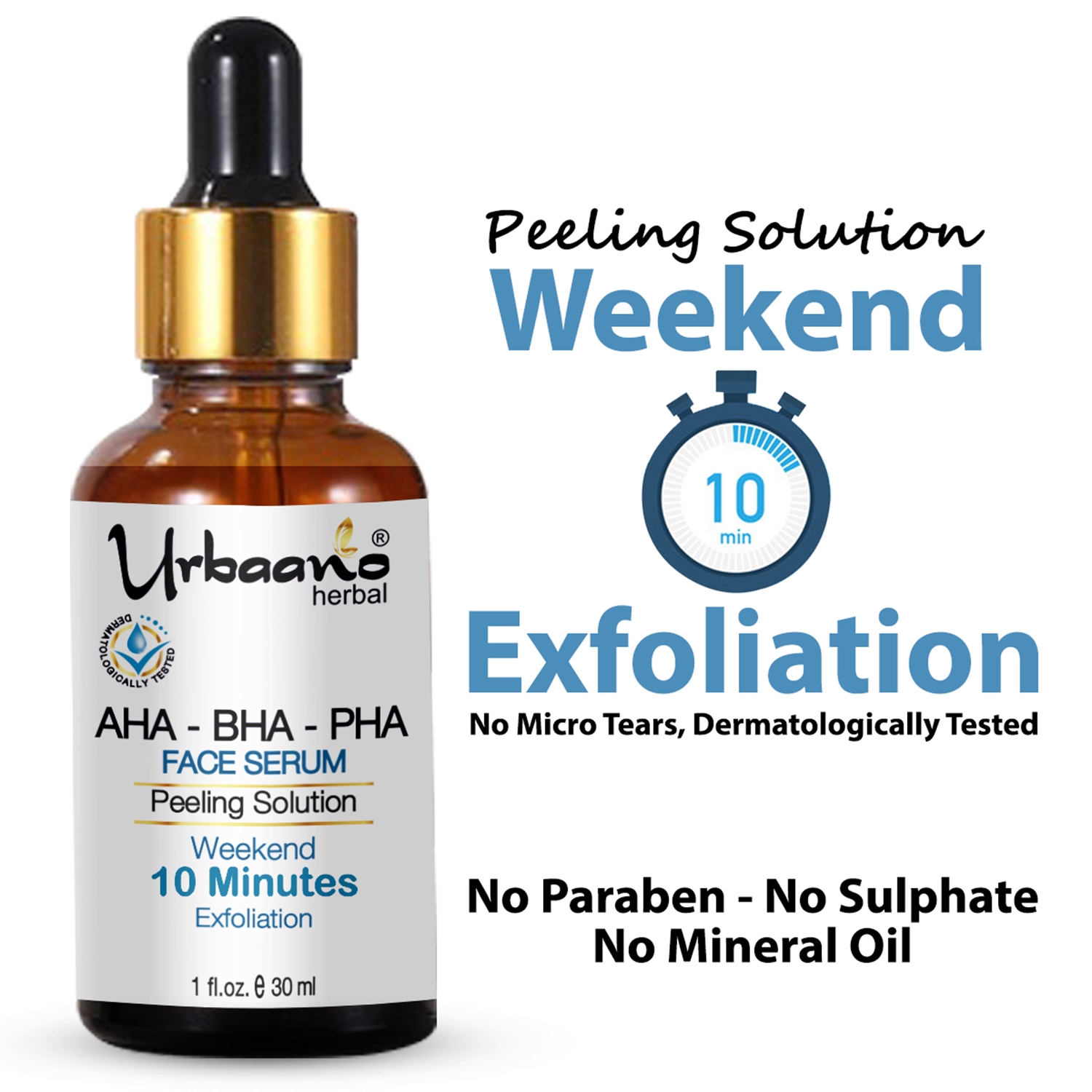 Urbaano Herbal | Urbaano Herbal Acne Free, Rejuvenating Facial Kit- AHA Peeling Serum, Sea Buckthorn Night Cream, Neem, Tea Tree Face Wash-180gm 3