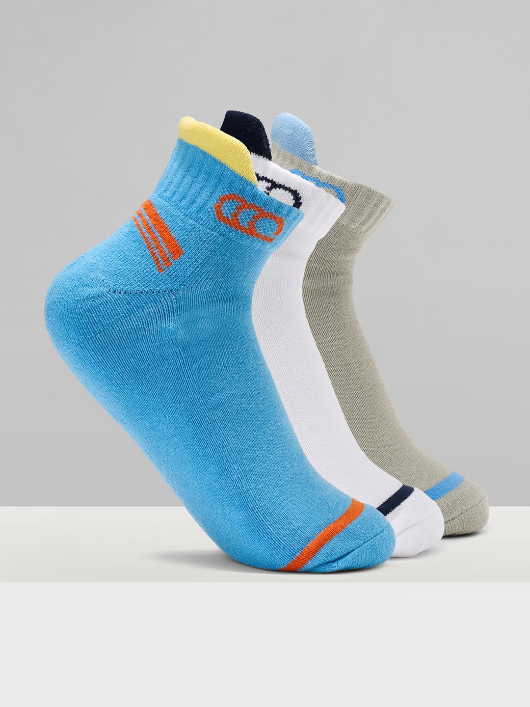 Multicoloured Accent Detailed Ankle Length Sports Socks - Pack of 3