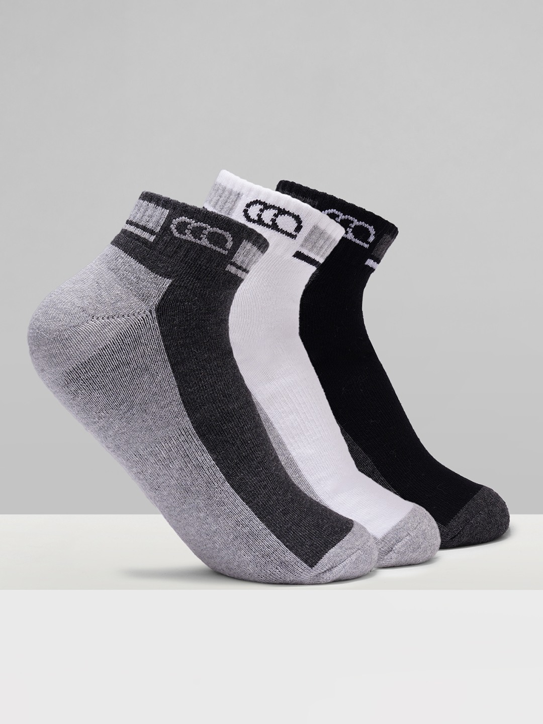 Multicoloured Colour Block Ankle Sports Socks - Pack of 3