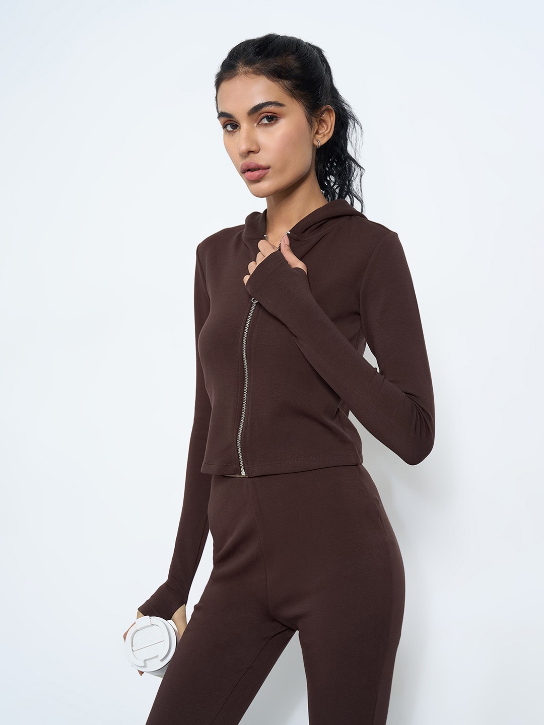 Brown Slim Fit Solid Jackets