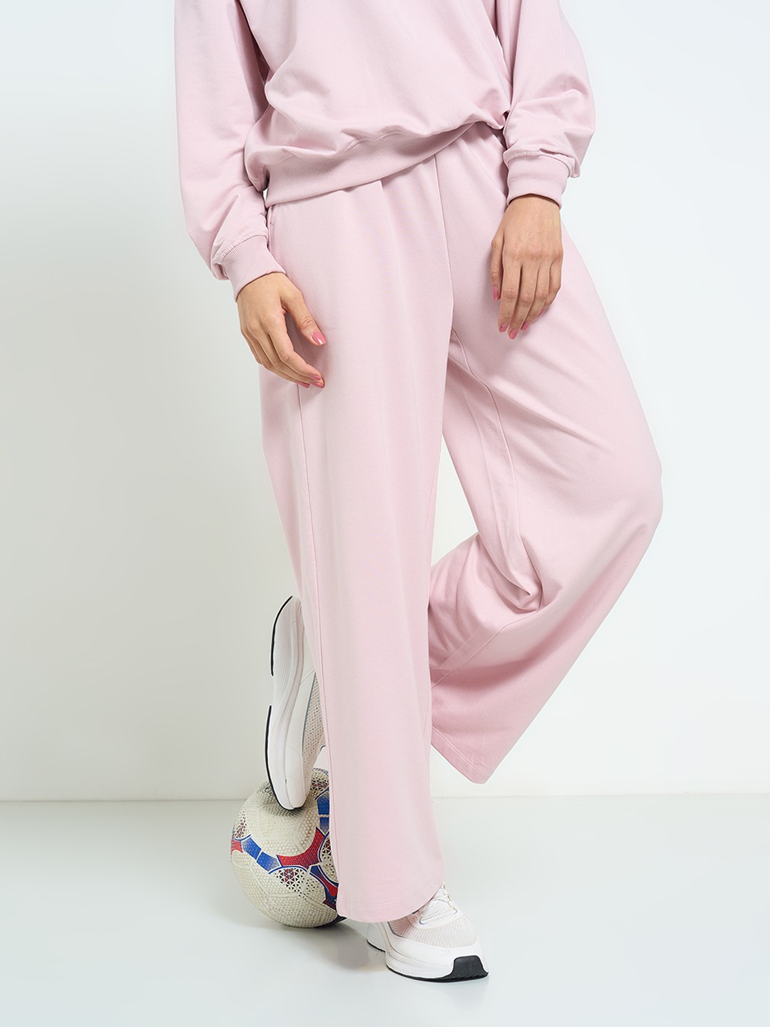 Pink Wide-Leg Athleisure Pants