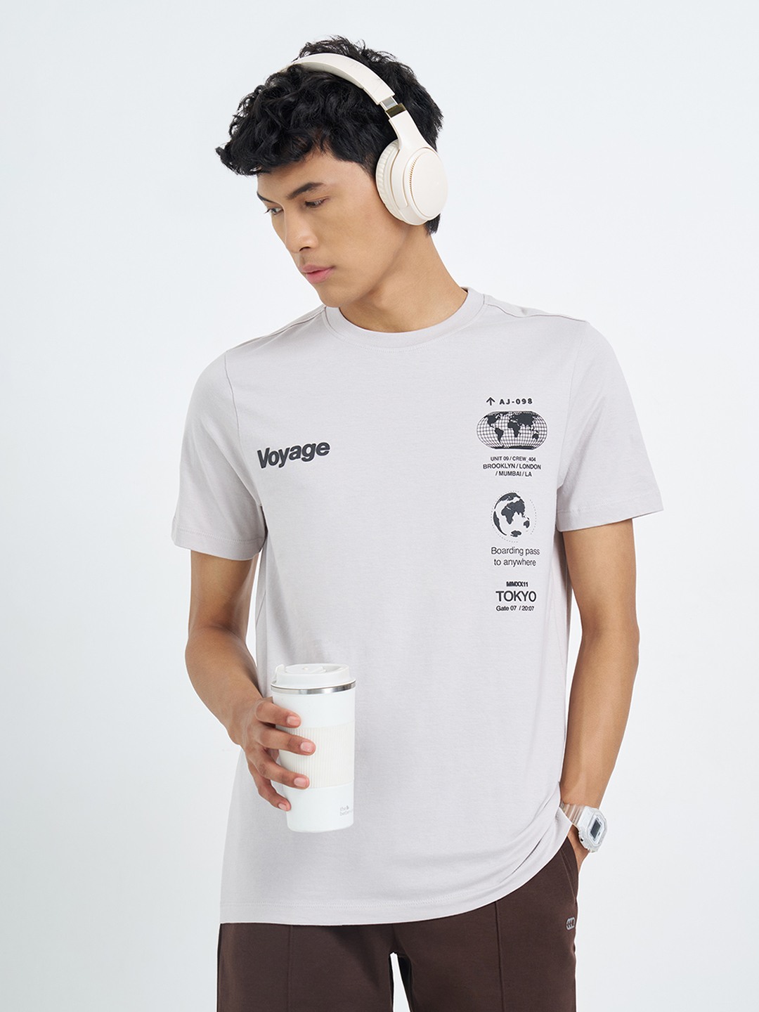 Light Grey Minimal Graphic T-Shirt