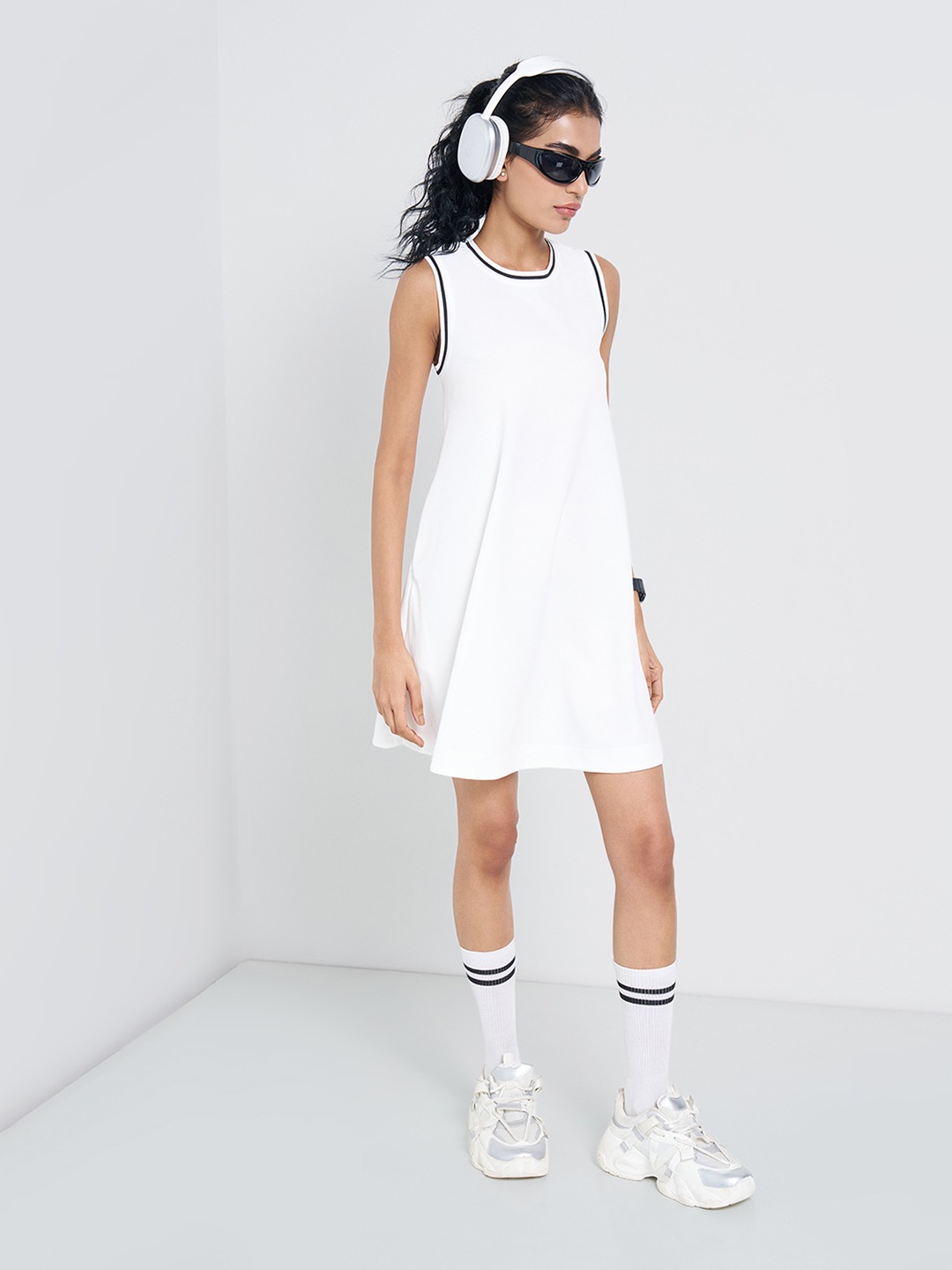 White A-Line Sleeveless Tennis Dress