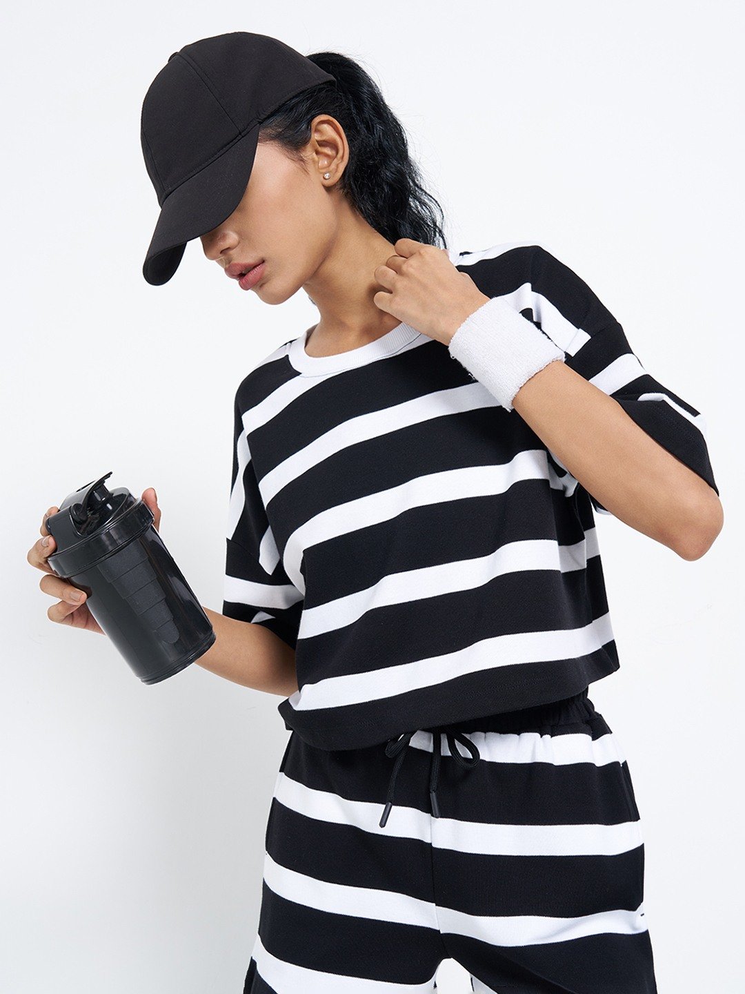 Black & White Striped Cropped Top