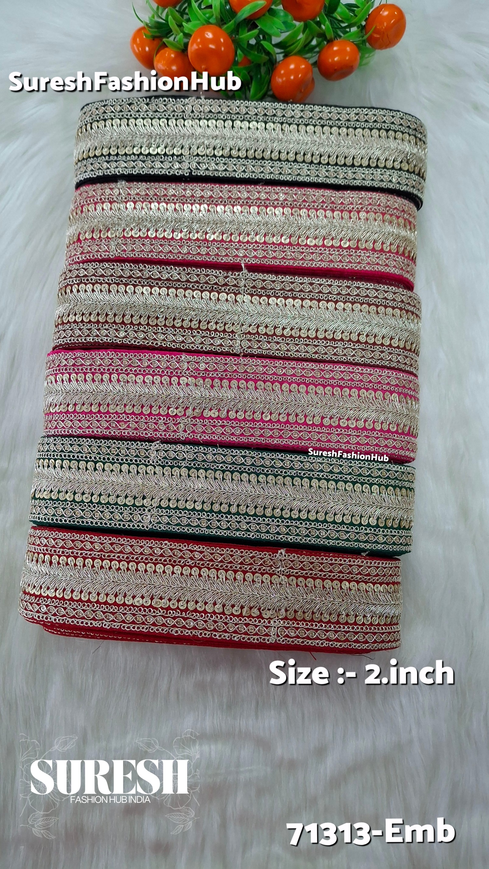 Red Sabyasachi Pearl Dori Border – 71313-EMB