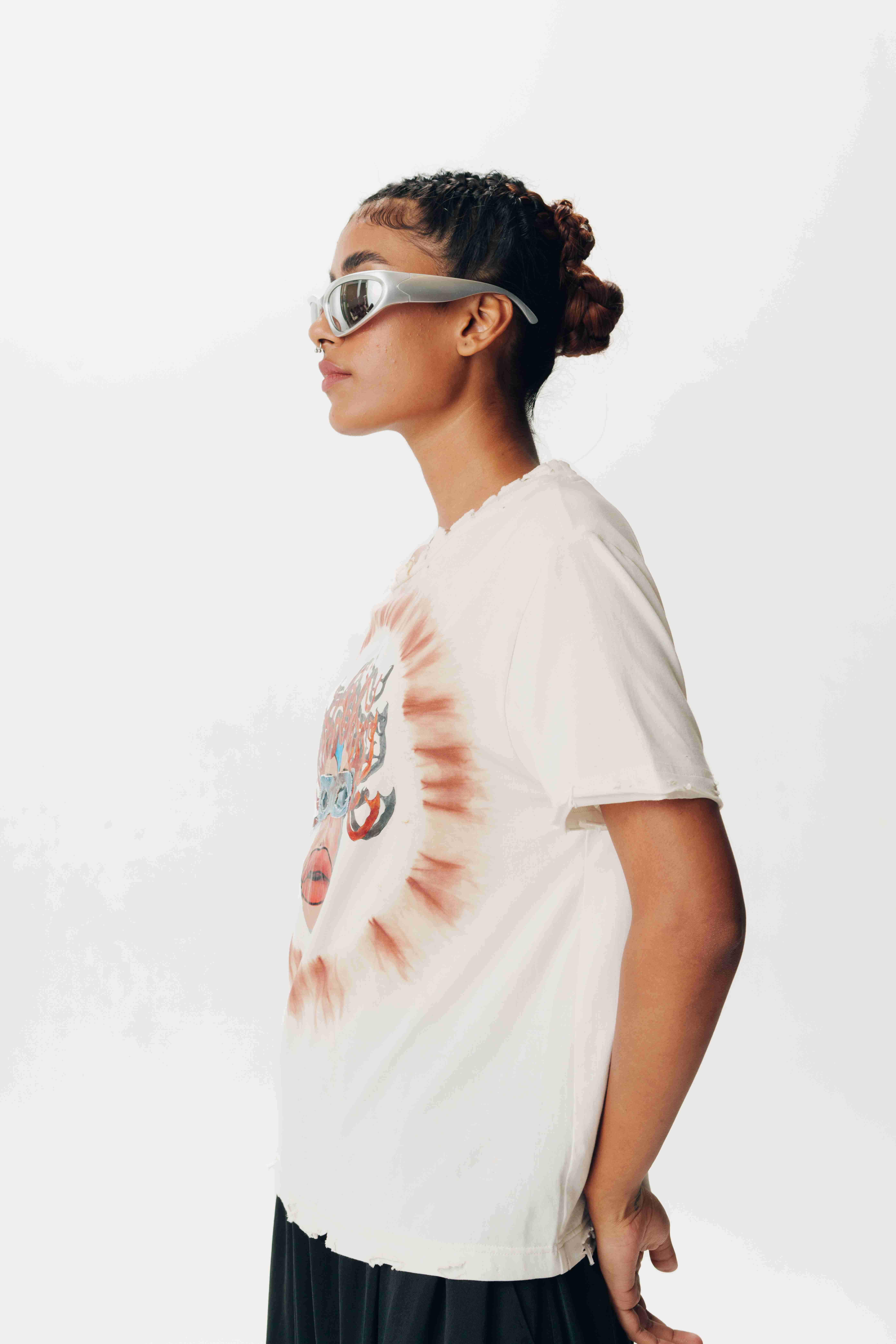 AK-OK Influencer-Inspired Tie-Dye Cotton T-Shirt with Iconic Art Print