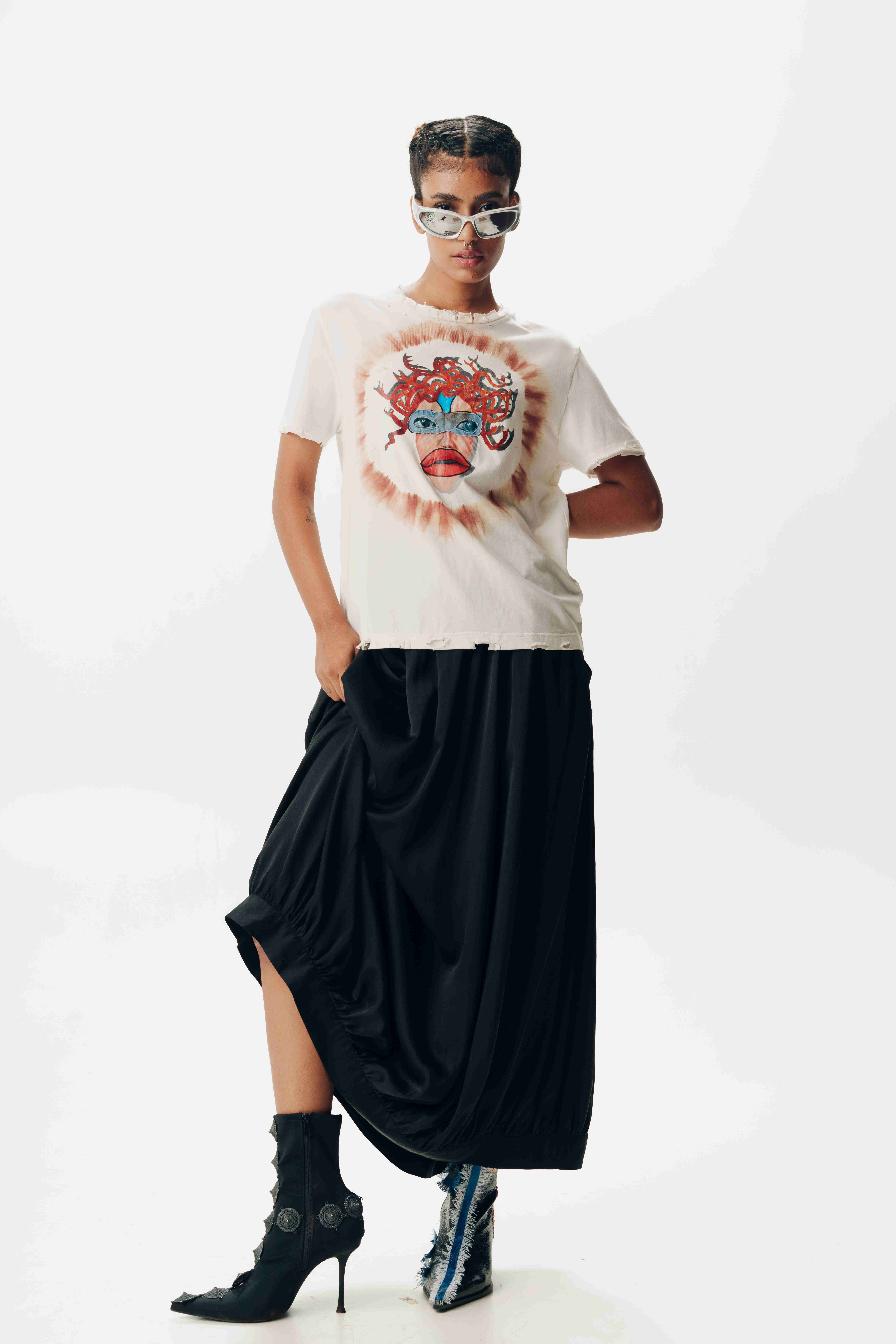 AK-OK Influencer-Inspired Tie-Dye Cotton T-Shirt with Iconic Art Print