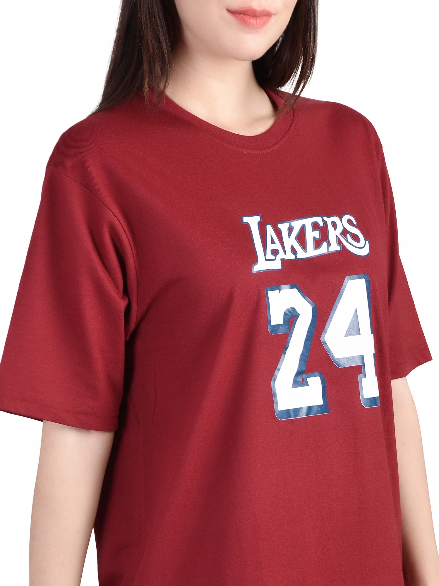 Lakers : Quirky Printed Oversized Women's Tees In Maroon Color