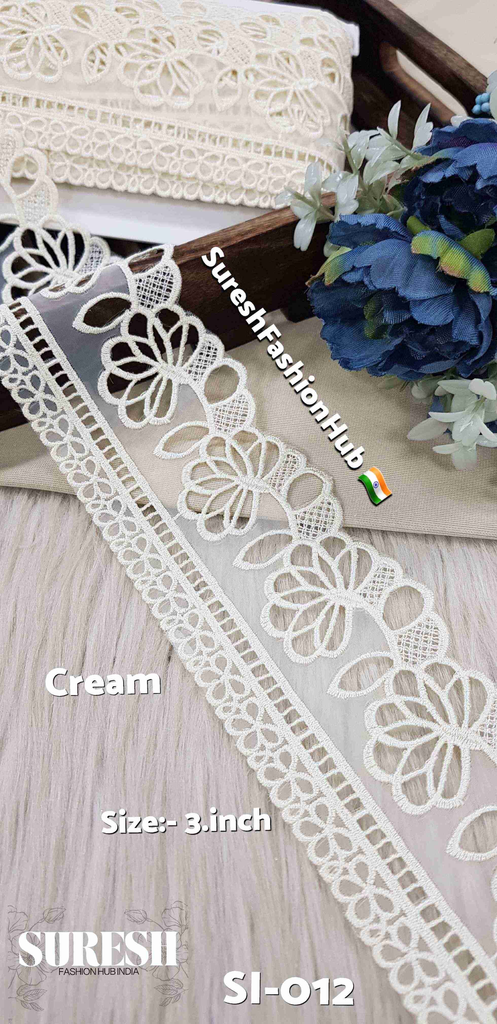 Royal Elegance Cream Organza Cutwork Lace