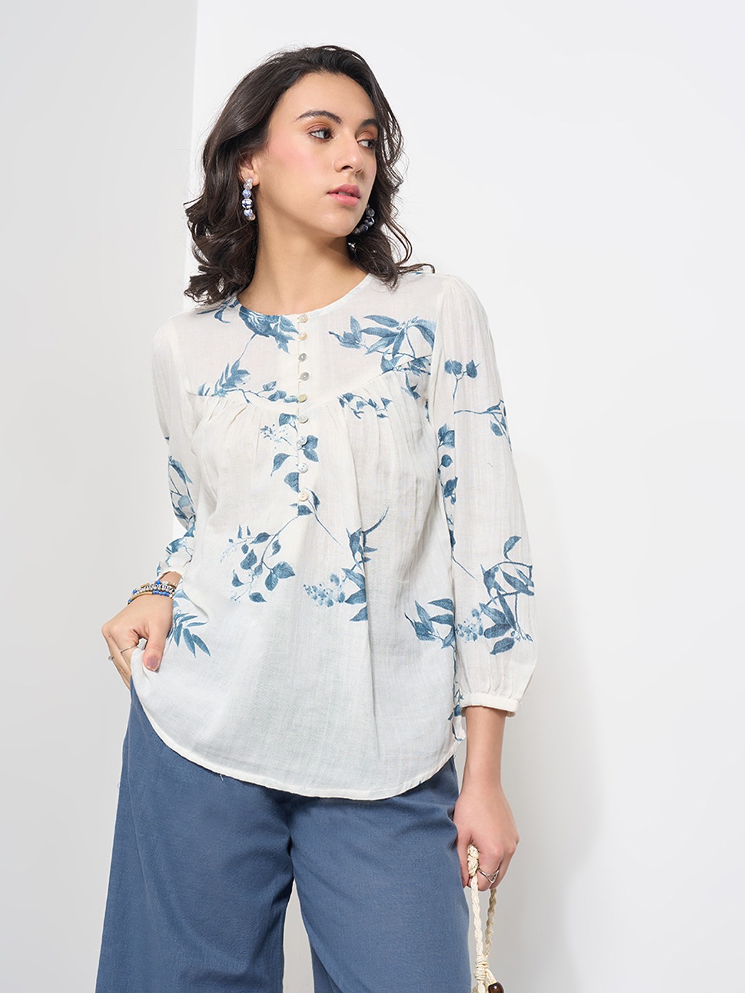 Off-White Floral Print Tunic