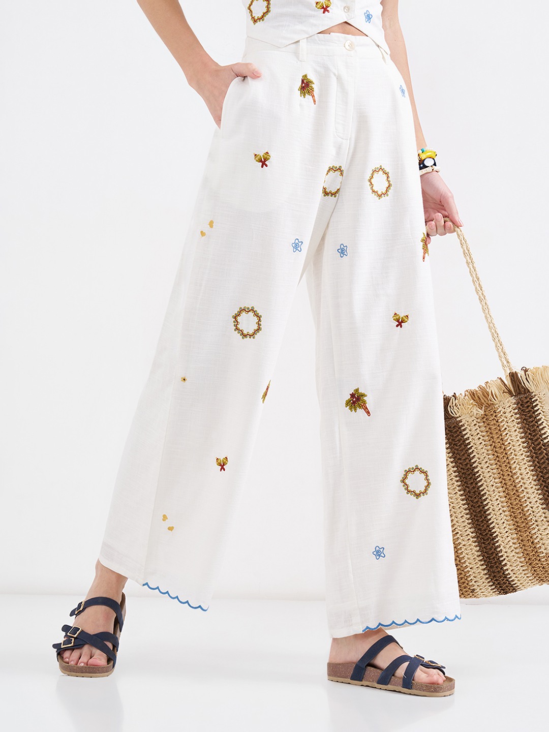 Off-White Embroidered Trousers