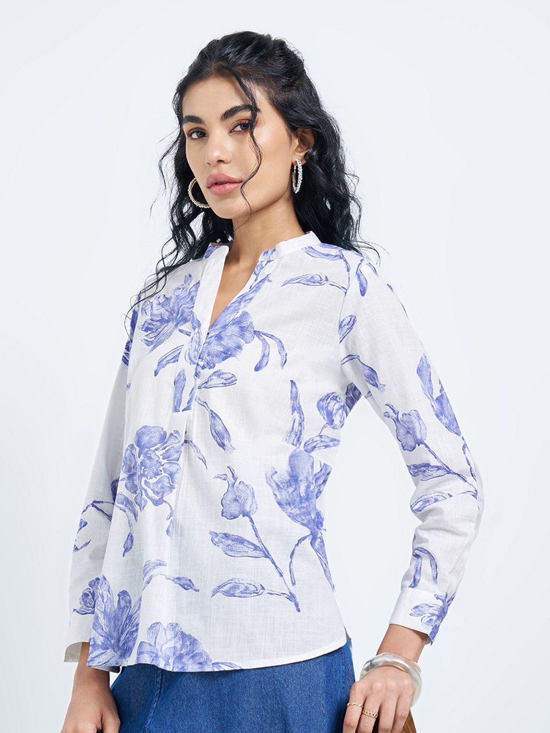Blue Floral Print Tunic