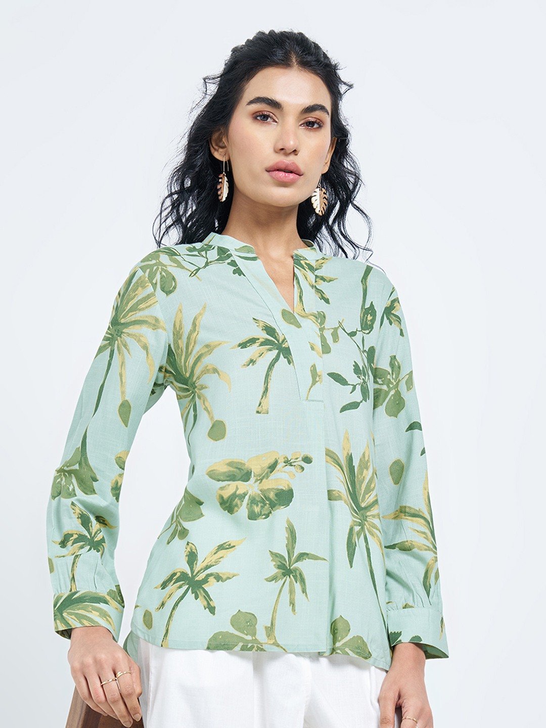 Mint Palm Print Tunic