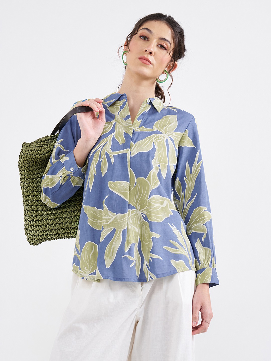 Aqua Leaf Print Tunic