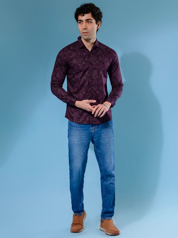 ALBION MENS HORIZON MAROON SHIRT