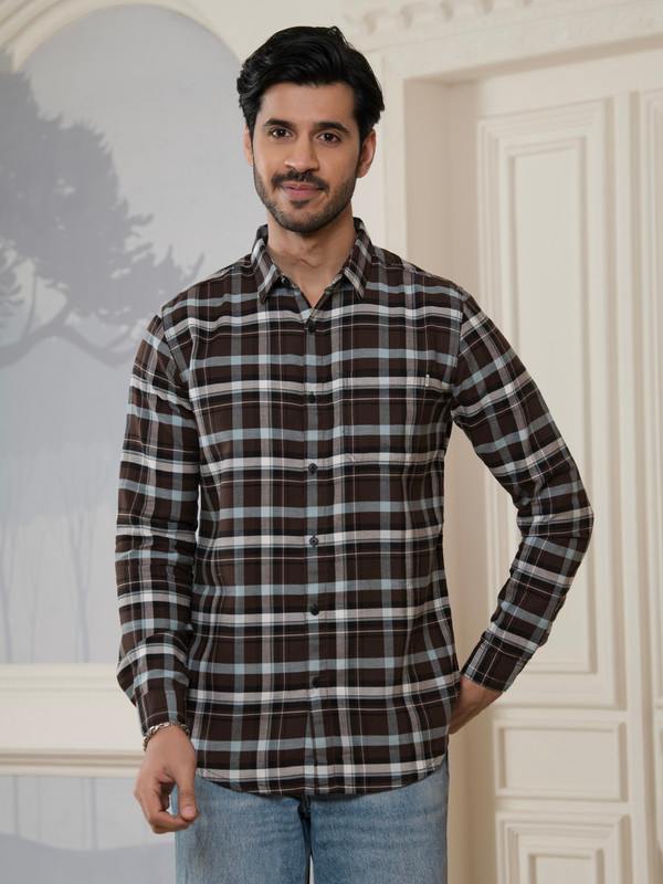 ALBION MENS HORIZON BROWN SHIRT