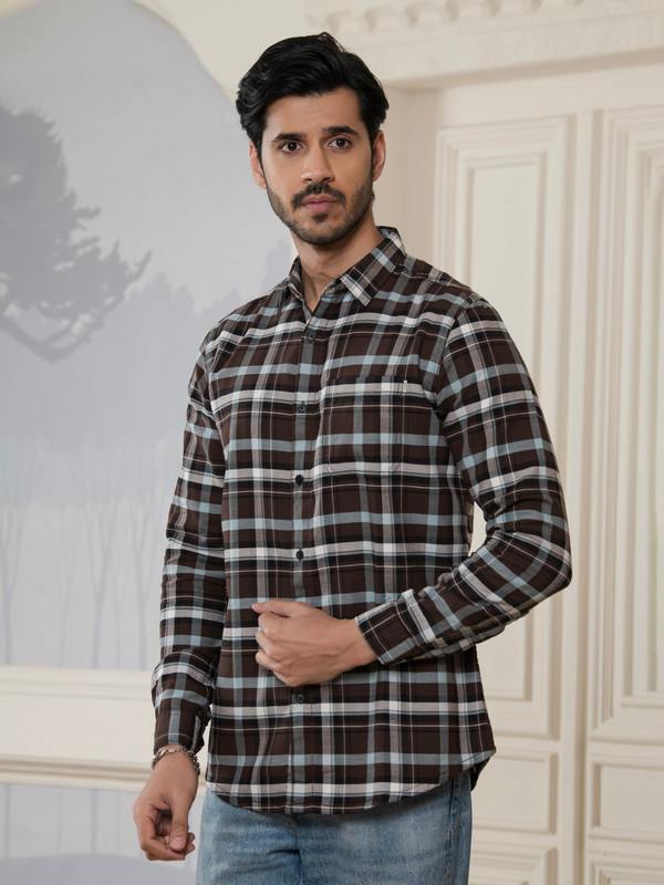 ALBION MENS HORIZON BROWN SHIRT
