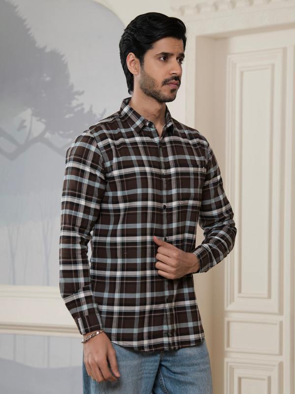 ALBION MENS HORIZON BROWN SHIRT