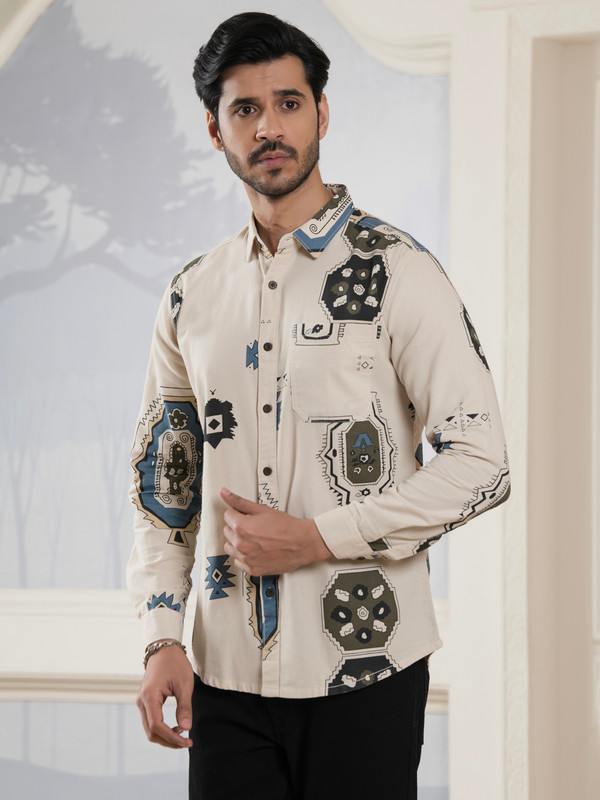 ALBION MENS HORIZON CREAM SHIRT