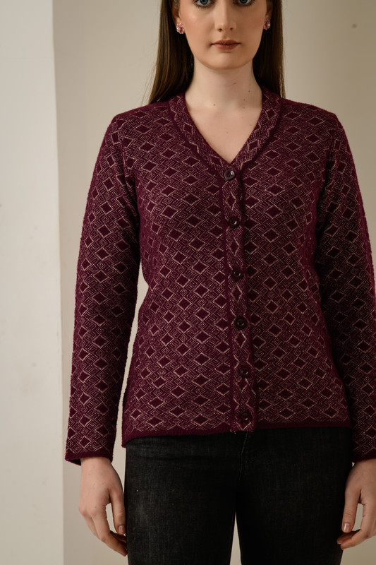 ALBION SMART MAHROON LADIES WINTER CARDIGAN