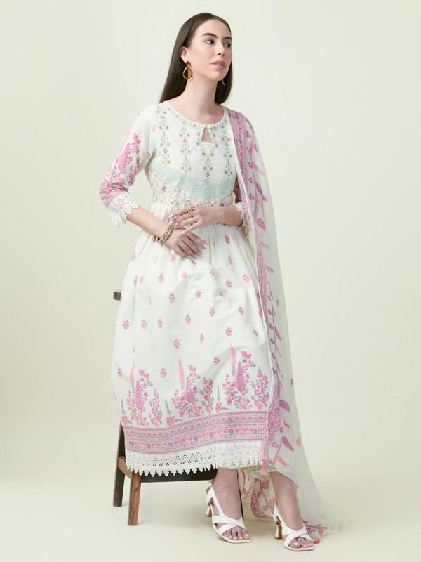 Albion Premium Ladies Ambika Ethnic Green Kurti Set