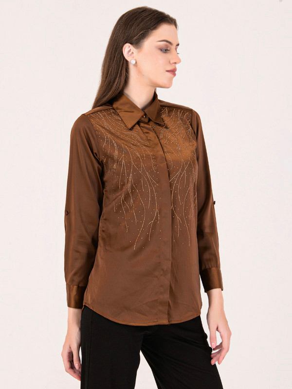 Albion Women Brown Smart Top