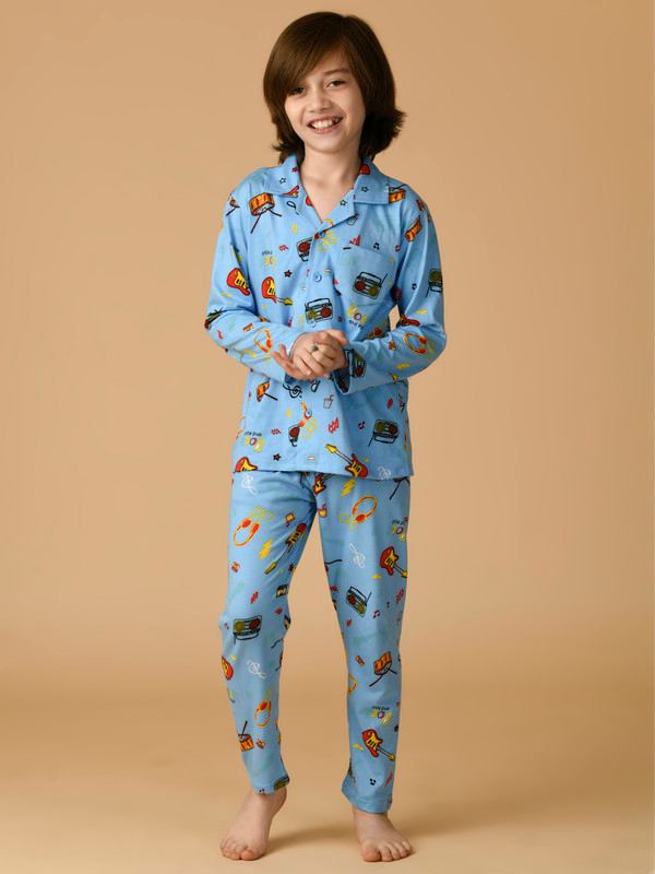 ALBION PREMIUM BOYS SKY BLUE NIGHT SUIT