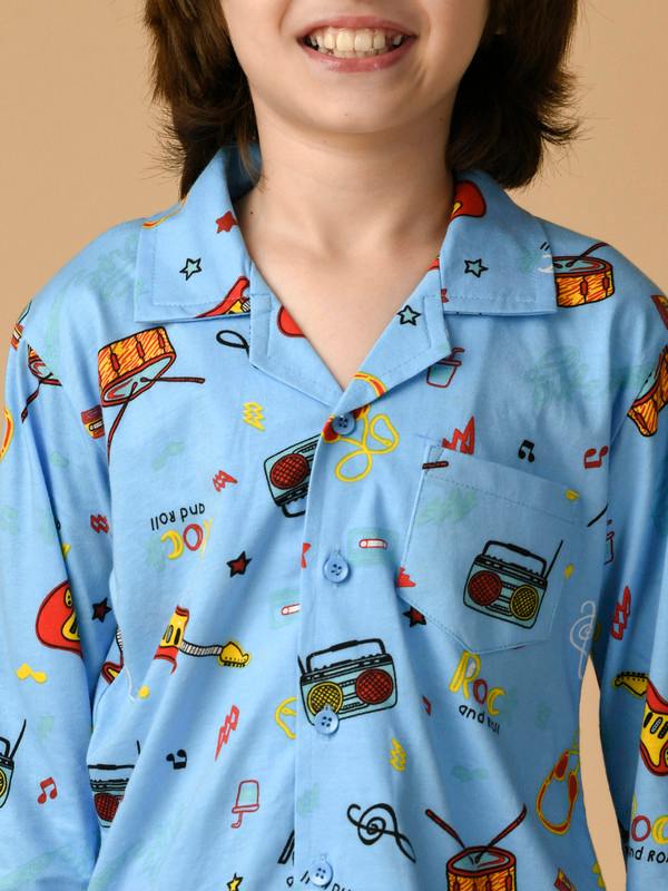 ALBION PREMIUM BOYS SKY BLUE NIGHT SUIT