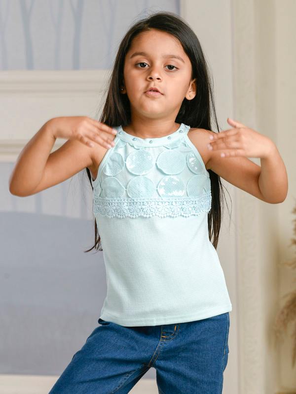 ALBION PREMIUM GIRLS TWEETY GREEN TOP