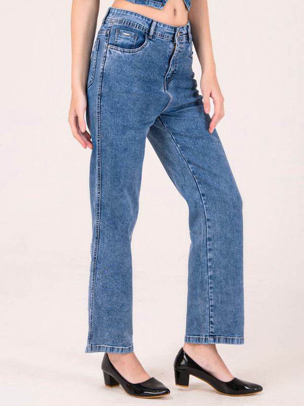 Albion Women Light Blue Smart Straight Jeans