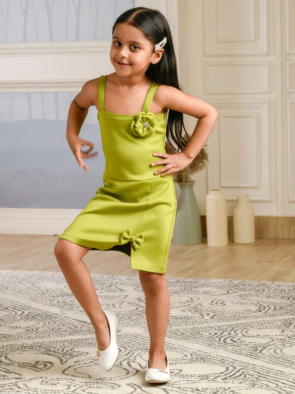 ALBION PREMIUM INFANTS KITTENS GREEN FROCK