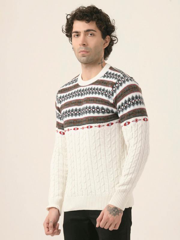 Albion Mens Winter White Sweaters