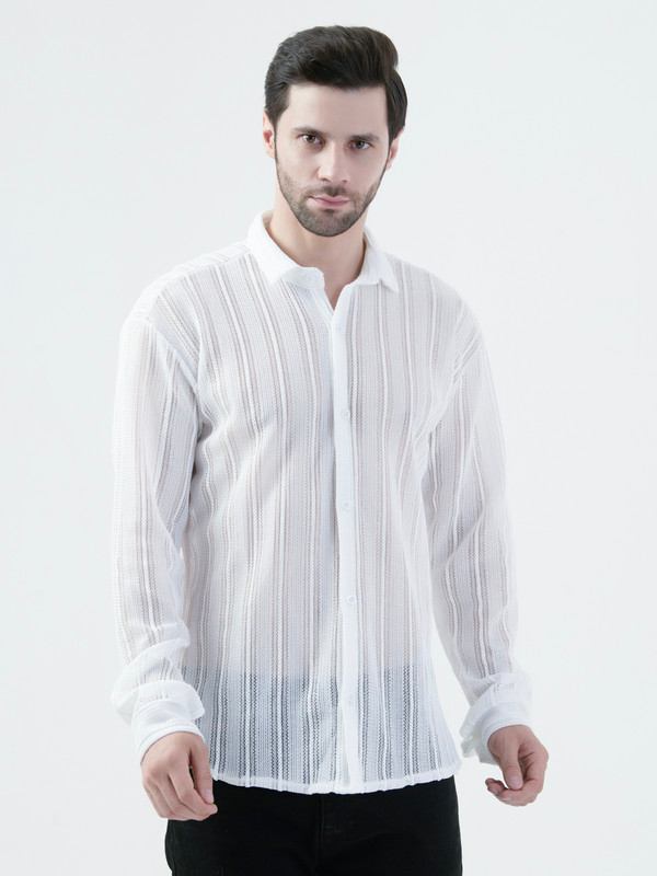 Albion Mens White Shirt Full Sleeve